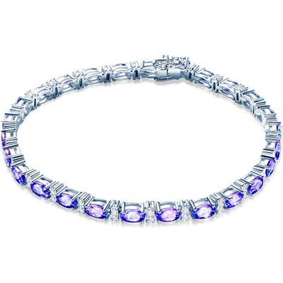 SAVICKI Тенис гривна, бяло злато 585, танзанити и диаманти 3.6 мм. 18 см