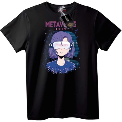 NOONEBRAND Тениска Метавселена Аз съм в аниме - M, Black