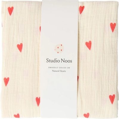 STUDIO NOOS SWADDLE ZAVINOVAČKA Print Large Beige Hearts