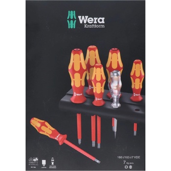 Sada profi elektrikárskych skrutkovačov, výrobca WERA, 0,4x2,5x80mm, 0,6x3,5x100mm, 0,8x4x100mm, 1x5,5x125mm, PZ1x80mm, PZ2x100mm, tester 0.5x3x70mm