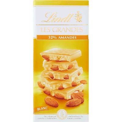 LINDT Les Grandes biela čokoláda s mandľami 150 g