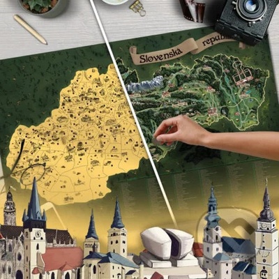 Stieracia mapa Slovenska Deluxe XXL – zlatá - Giftio
