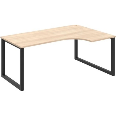 Hobis Pracovný stôl UNI O, ergo, ľavý, 180 x 75,5 x 120 cm, agát/čierna