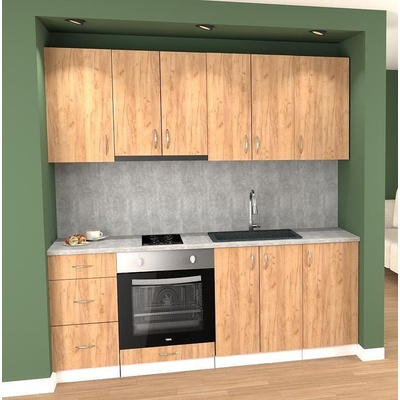 Кухня Модест модел 3 бял и дъб крафт