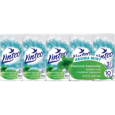 Linteo Satin hygienické vreckovky 3-vrstvové Mäta 10 x 10 ks