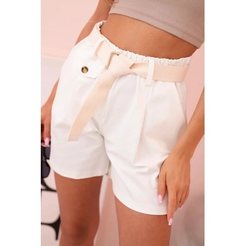 Kesi šortky ART53000 s vysokým pasem a páskem smetanová