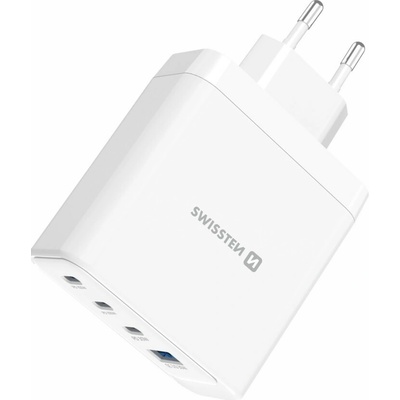 Nabíječka Swissten SWISSTEN CORE GaN 100W síťový adaptér, 4portový, 2x USB-C PD 100W + 1x USB-C PD 20W + 1x US