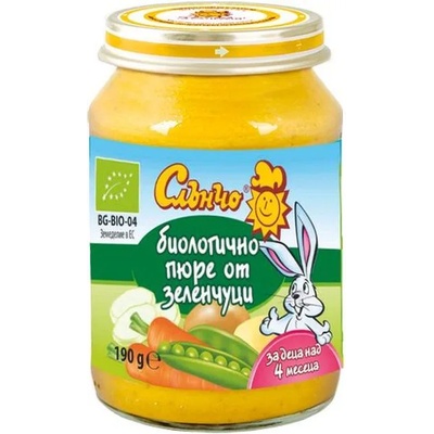 Слънчо Био зеленчуково пюре Слънчо - Зеленчуци, 190 g (4310)