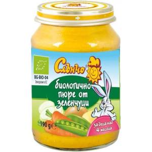 Слънчо Био зеленчуково пюре Слънчо - Зеленчуци, 190 g (4310) - baby