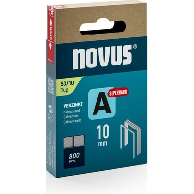 Novus | Spony A typ 53 pro ruční, elektrické a pneumatické sponkovačky Délky: 10 mm, Velikost balení: 800 ks