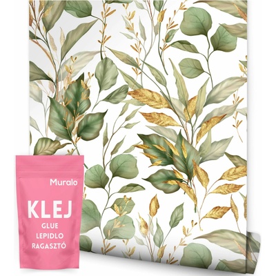 Muralo Tapeta listy 53 cm x 10 m bílo-zelená