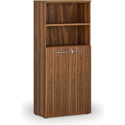 Primo Kombinovaná kancelárska skriňa WOOD, dvere na 3 poschodia, 1781 x 800 x 420 mm, orech