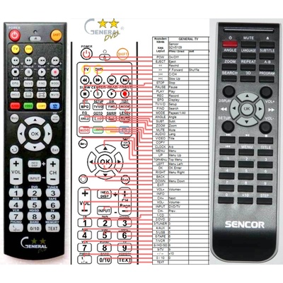 GENERAL SENCOR SDV-6109, SDV-7110 - съвместимо дистанционно управление на марката General (SDV-6109, SDV-7110)