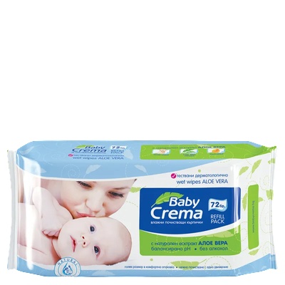 Baby Crema Мокри кърпички Baby Crema - Алое вера, 72 броя (2006)