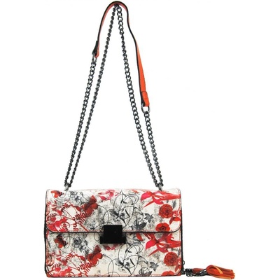 Barebag crossbody dámska kabelka na retiazke s potlačou 6257 oranžová