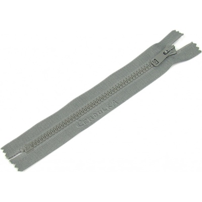 Zdrhovadlo zip kostěný 18 cm nedělitelný tm. šedá