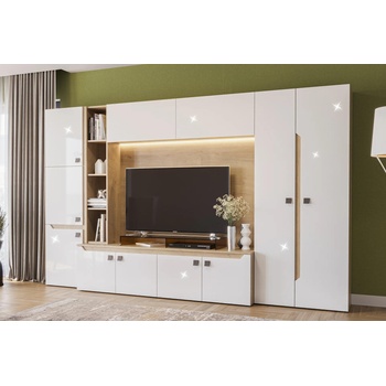 Холна секция Smart L324 дъб небраска и бяло супер гланц