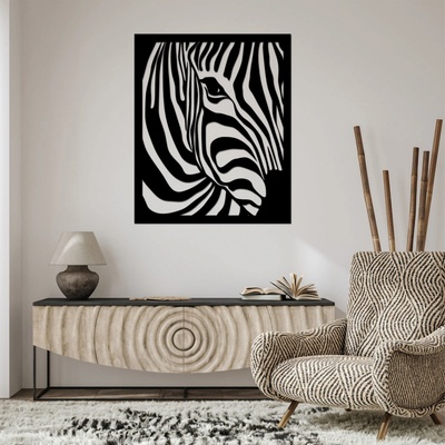 dřevo života Dřevěný obraz na zeď ZEBRA Rozměry (cm): 60x72, Zvolte barvu dekoru: Černá