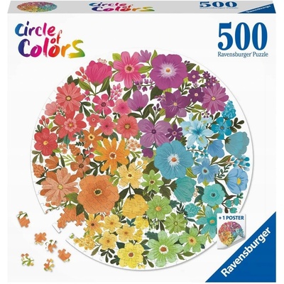RAVENSBURGER Kulaté Kruh barev: Květiny 500 dílků