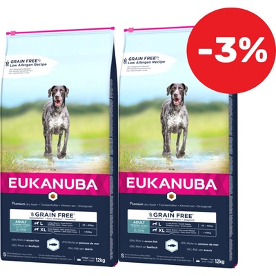 Eukanuba Grain Free Adult Large Dogs Salmon 2 x 12 kg