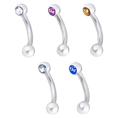 Šperky Eshop piercing do obočí z oceli kuličky s barevnými zirkony AC5.18 Fialová A