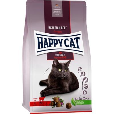 Happy Cat 2x4kg Happy Cat Стерилизирана суха храна за котки Adult Pre-Alpine Beef