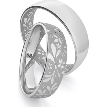 Blink Blink Klasické obrúčky z bieleho zlata s kvetinovým vzorom 8302 BL