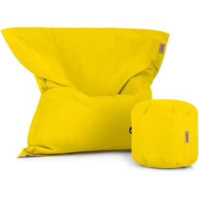 SakyPaky set Kanafas sedací vak s taburetem Žlutá