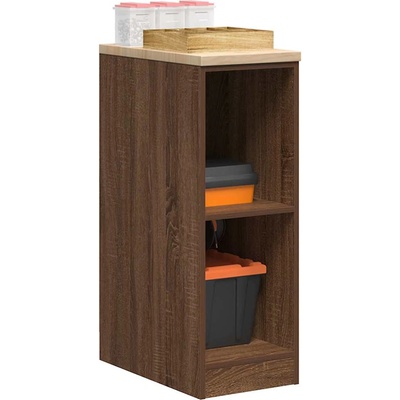 vidaXL Гаражен шкаф за съхранение, кафяв дъб, 30x51x85 см, бор масив (860532)