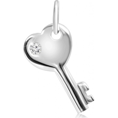 Šperky eshop Přívěsek ze stříbra 925 srdíčkový klíč se vsazeným zirkonem O15.7