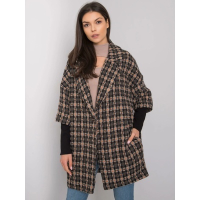 Rue Paris Coat-CHA-PL-0466.05X-grey-black hnedá