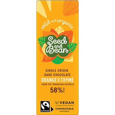 Seed and Bean BABY 58% hořká čokoláda pomeranč a tymián BIO 25 g