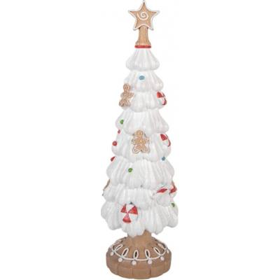 Clayre & Eef Bílá plastová vánoční dekorace stromeček – 12x38 cm
