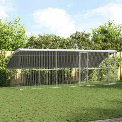 vidaXL Klec pro psy se střechou sada 3 ks 600 x 200 x 200 cm pozinkovaná ocel stříbrná 9799.3368331