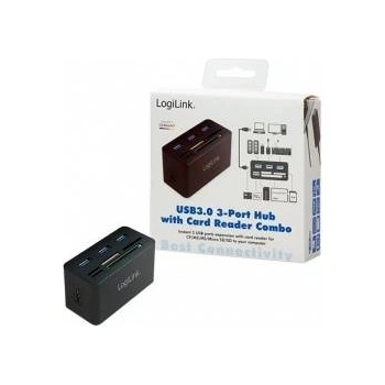 LogiLink USB 3.0 Hub with All-in-One Card Reader - hub - 3 ports