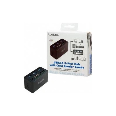 LogiLink USB 3.0 Hub with All-in-One Card Reader - hub - 3 ports