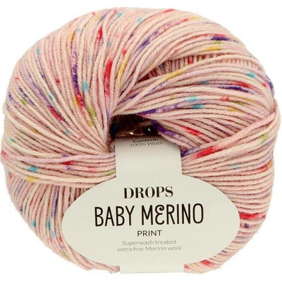 Drops Baby Merino PRINT 103 růžová s barevnými tečkami