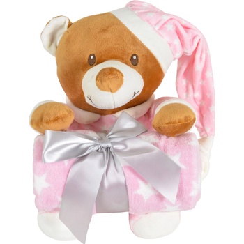 Cangaroo Бебешко одеяло с мека играчка Cangaroo - Addie Bear, 90 х 75 cm, розово (111963)