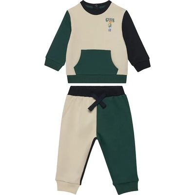 Guess Комплект трицветна спортна блуза с джоб и спортен панталон за бебе момче Guess