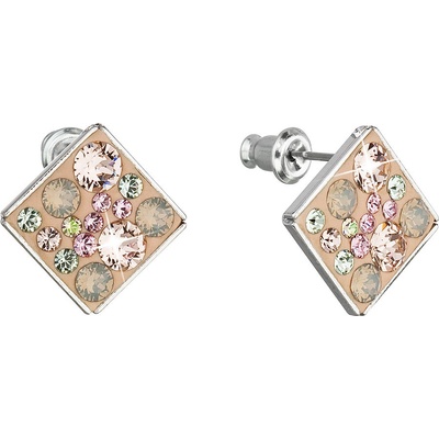 Swarovski Elements Rhombus krystal XXL 27 mm Stříbrné masivní náušnice visací červeno oranžové kosočtverce 51032.3