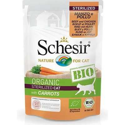 Schesir Cat Bio Sterilized Hovädzie a kuracie s mrkvou 85 g