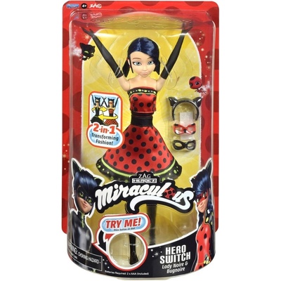 Playmates Miraculous Beruška a černý kocour Hero Switch Ladybug