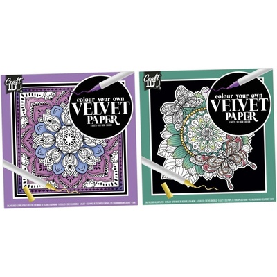 Craft Omalovánky sametové mandala zelené 5 obrázků 18 x 18 cm