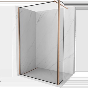 Mexen Kioto стена за душ Walk-in 100 x 30 cm, черна рамка, четкан мед - 800-100-212-65-70-030 (800-100-212-65-70-030)
