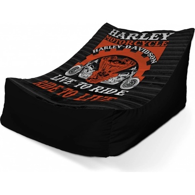 Sablio sedací vak lounge Harley-Davidson Live to ride, ride to live 80 x 95 x 50 cm
