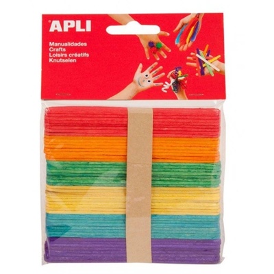 APLI - Дървени цветни пръчици за декорация - 50 броя (A13064)
