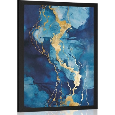 Plakát modrý mramor - 60x90 black