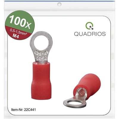 Quadrios 22C441 guľaté káblové oko Prierez=1.5 mm² Ø otvoru=4.3 mm čiastočne izolované červená 1 sada