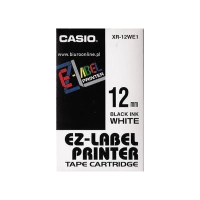 Páska do tiskárny štítků Casio XR-12WE1 12mm černý tisk/bílý podklad