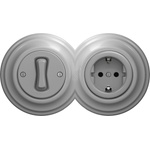 Kliklap - Ретро еднополюсен ключ № 1 и SCHUKO розетка 230V с рамка в сив цвят (KA0053E)